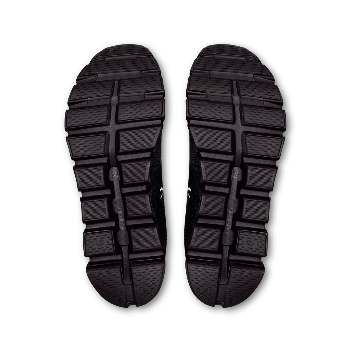 On Cloud 6 in all black, heel counter detail