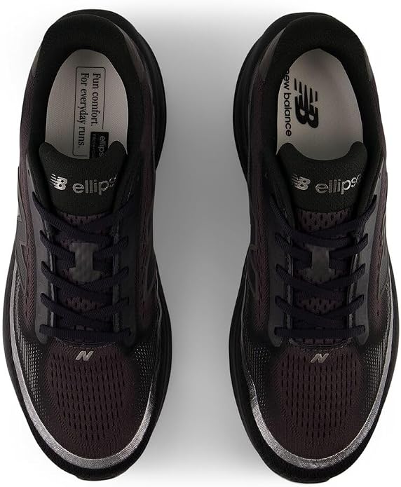 New Balance Ellipse in all black, angled three-quarter view