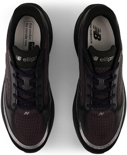 New Balance Ellipse in all black, angled three-quarter view