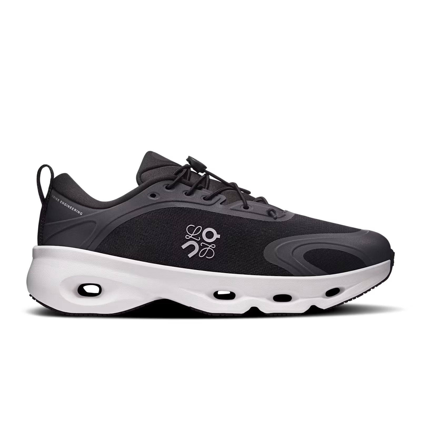 Loewe x On Cloudsolo sneaker in black and white, side profile