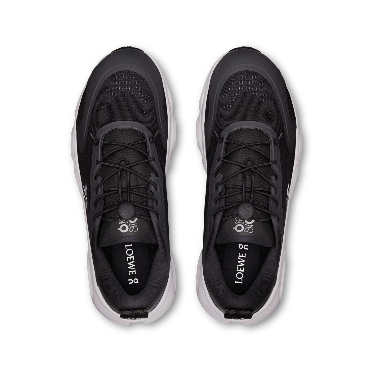 Loewe x On Cloudsolo in black and white, angled three-quarter view