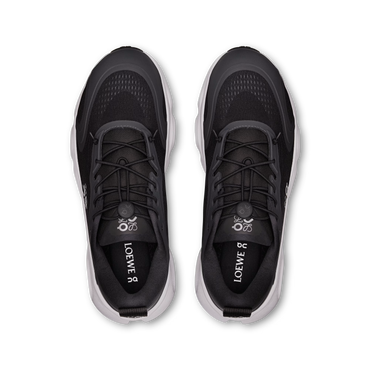 Loewe x On Cloudsolo in black and white, angled three-quarter view