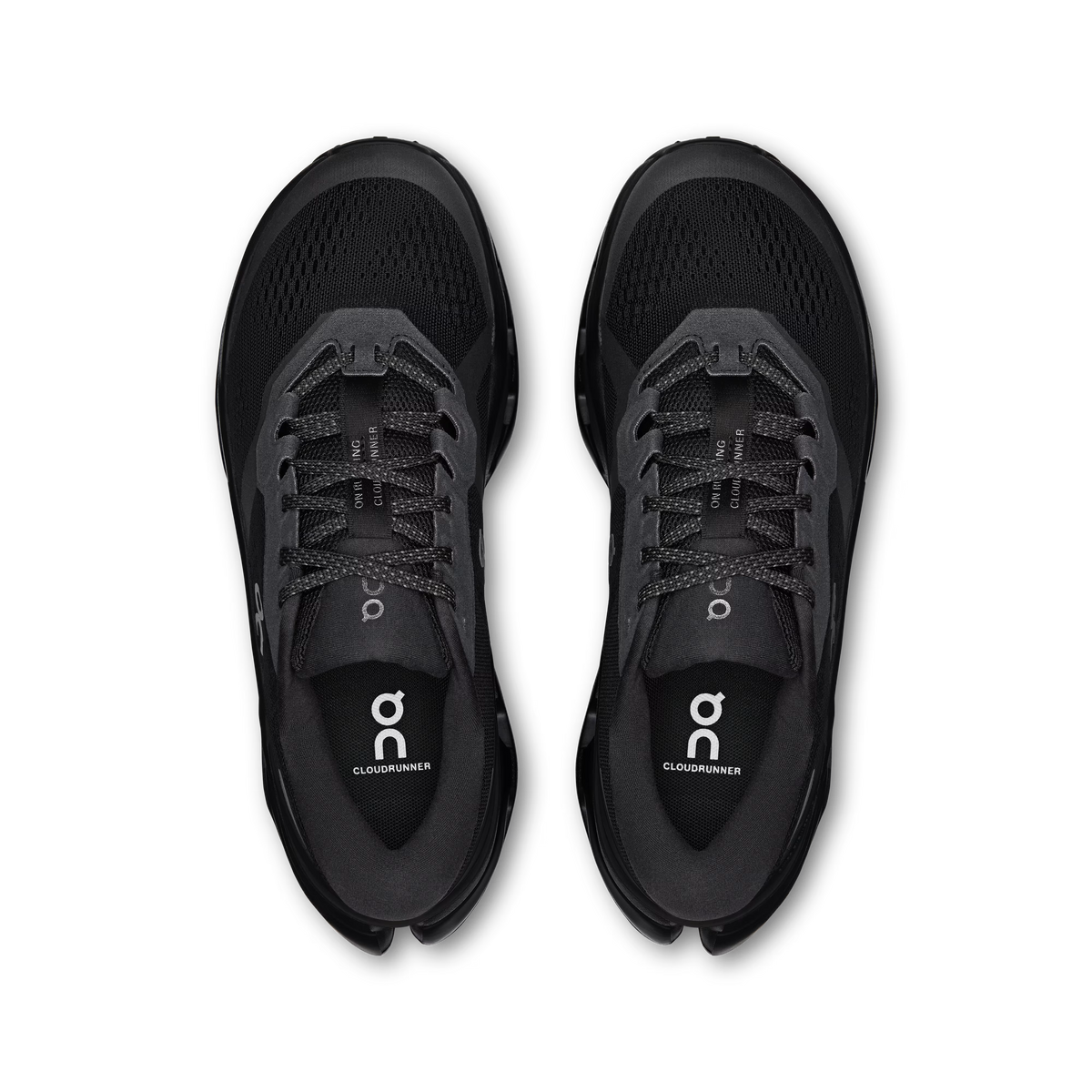 On Cloudrunner 3 in all black, angled three-quarter view