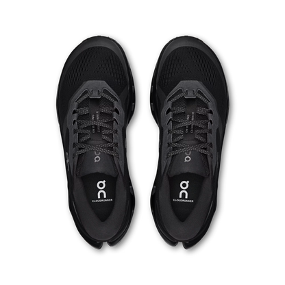 On Cloudrunner 3 in all black, angled three-quarter view