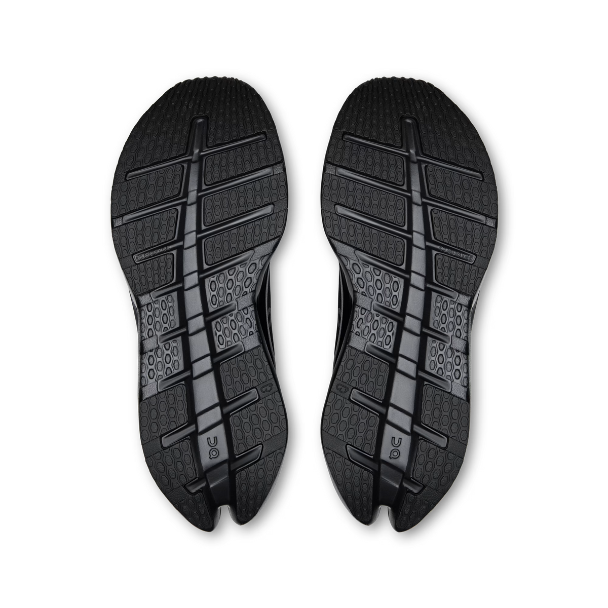 On Cloudrunner 3 in all black, heel counter detail